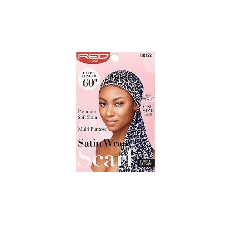 #HQ122 [Purple Leopard] Silky Satin Wrap Scarf 60"x16"