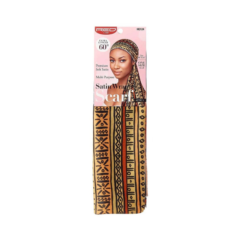 #HQ124 [Aztec 1] Silky Satin Wrap Scarf 60"x16"