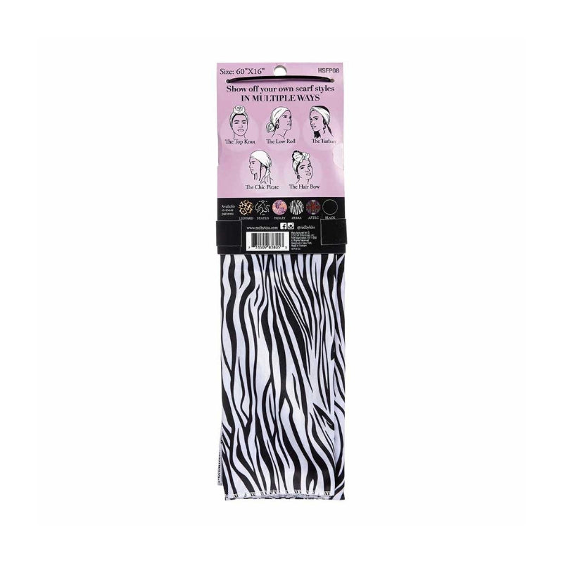 #HSFP08 [Zebra] Silky Satin Wrap Scarf 60"x16"