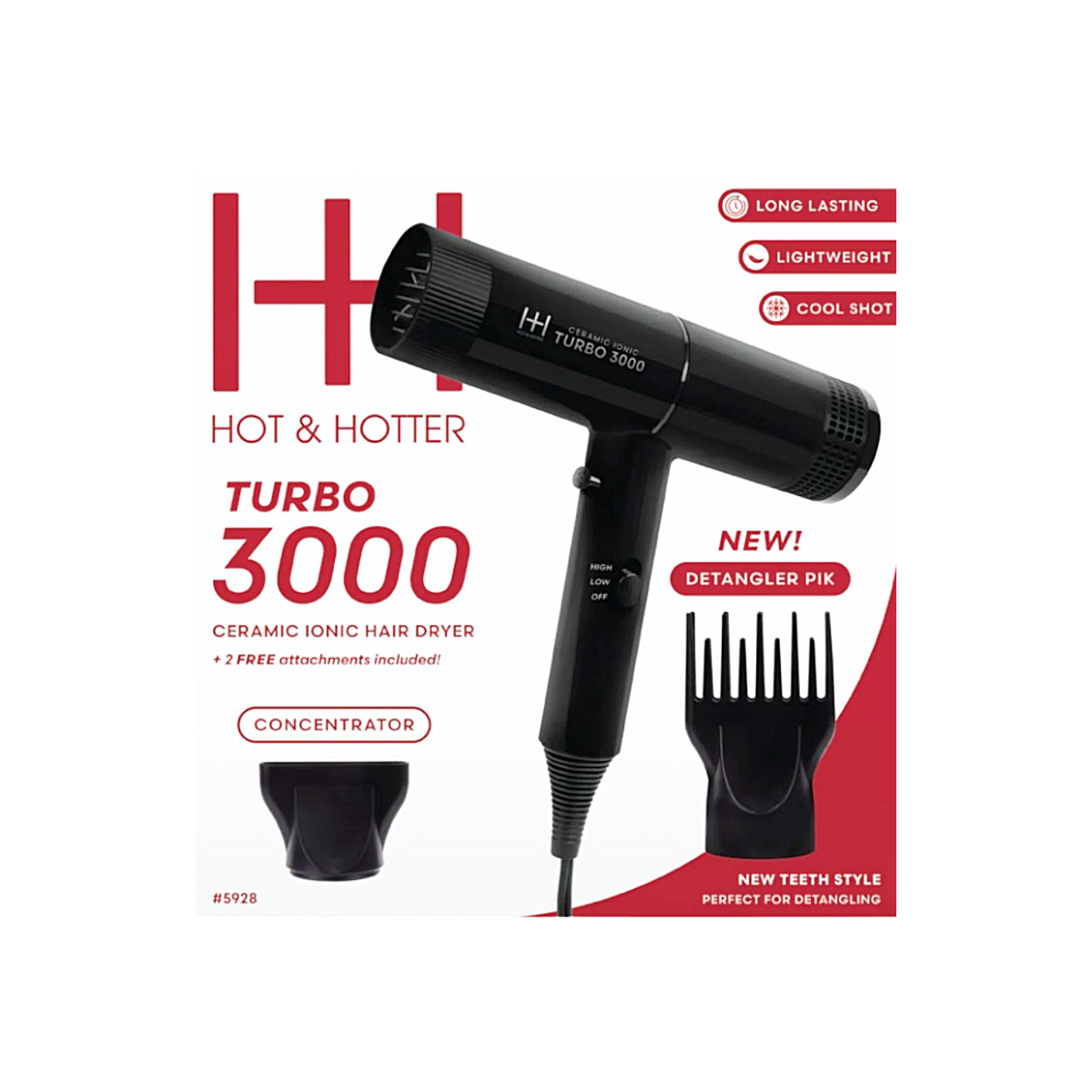 H&H Ceramic Turbo 3000 Hair Dryer [Black] #5928