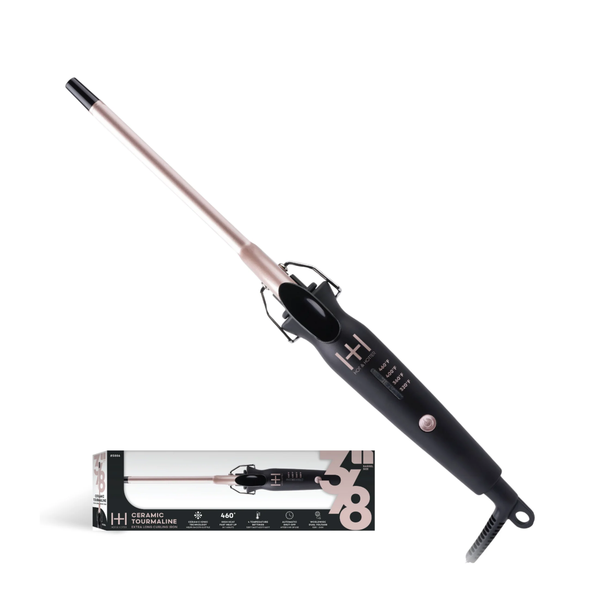 Fer à friser céramique tourmaline extra long H&H 3/8 pouce #5886