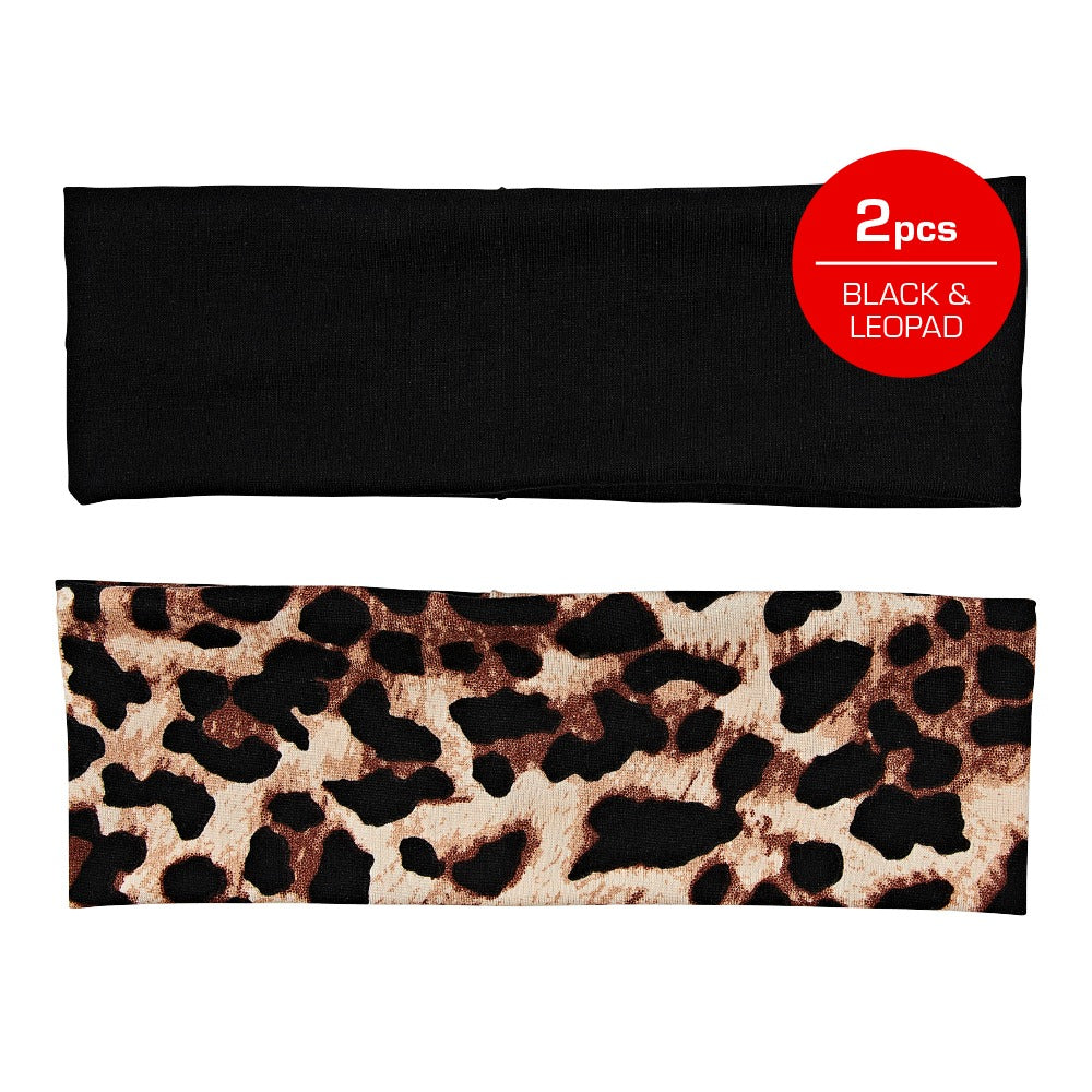 Bandeau 2 pièces #HEB38 [Noir et Léopard]