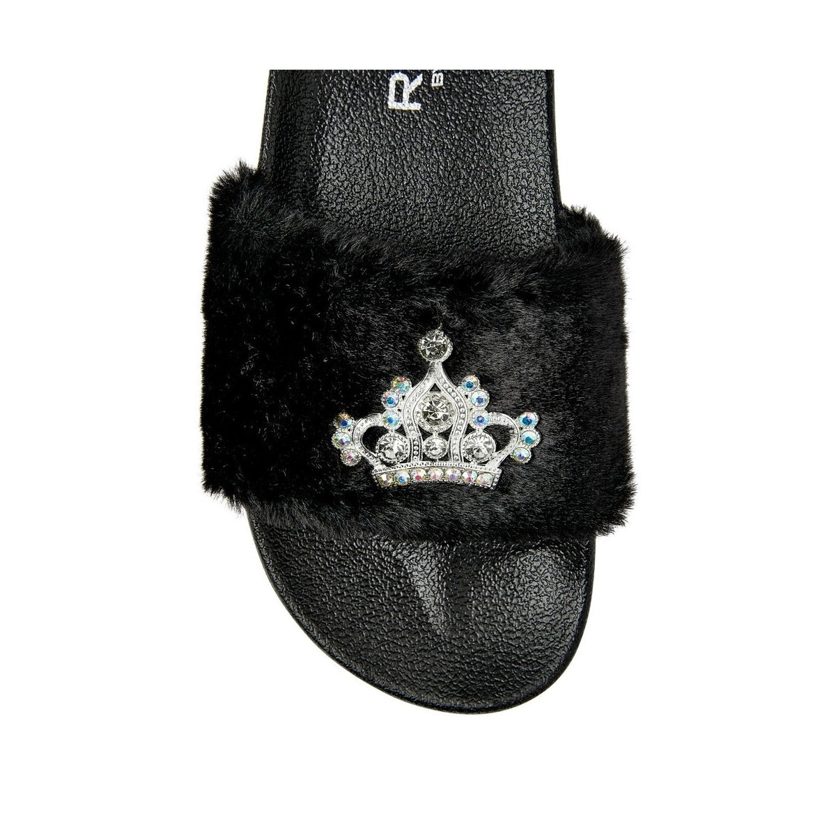 Jewel Fur Slipper [Black] #FW32 Large
