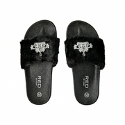 Chausson en fourrure Jewel [Black] #FW31 Moyen