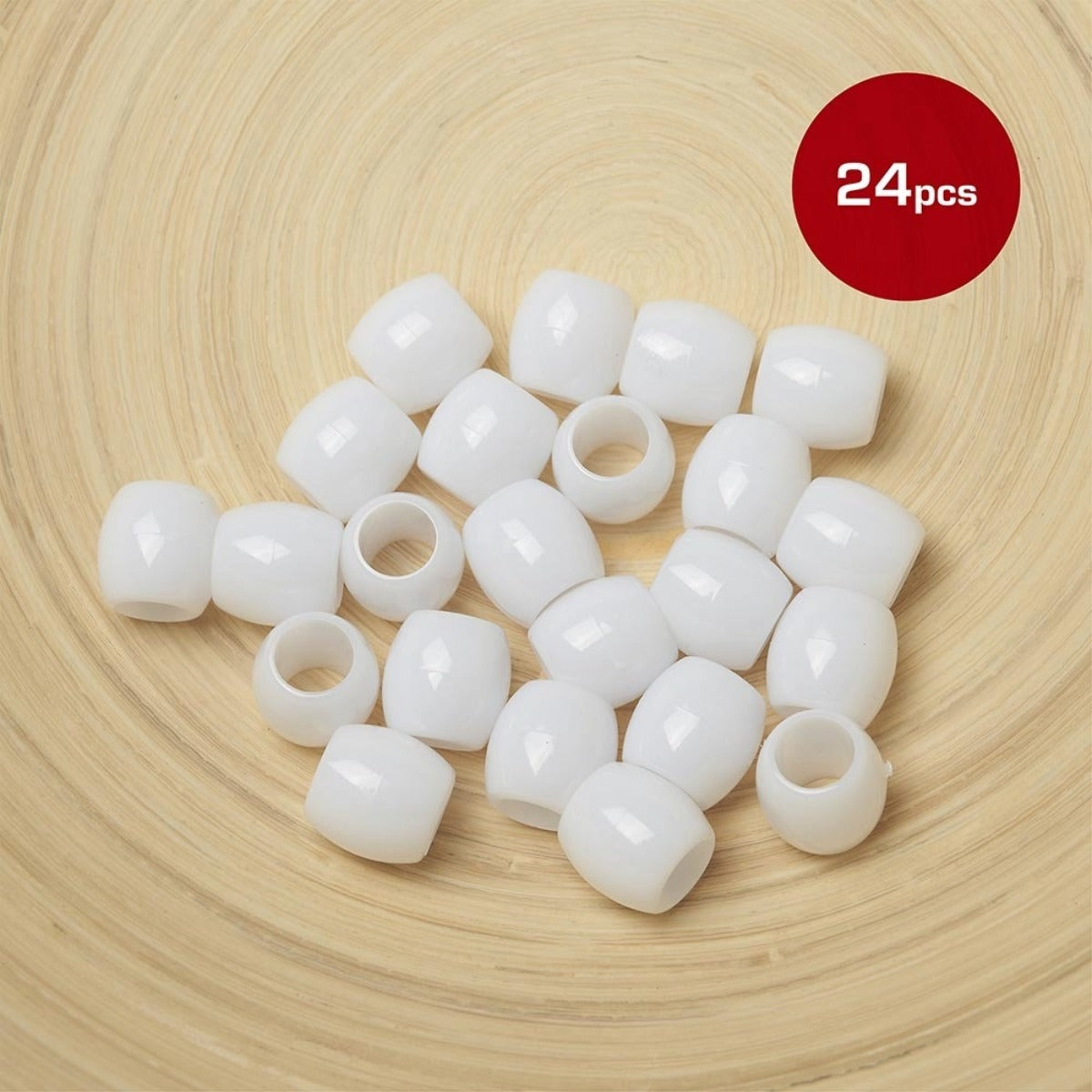 Jumbo Hair Beads 24pcs [White] #HA53