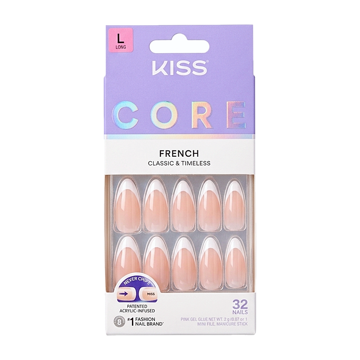KISS NEW YORK Core French Nails [Fascinating] #CF08