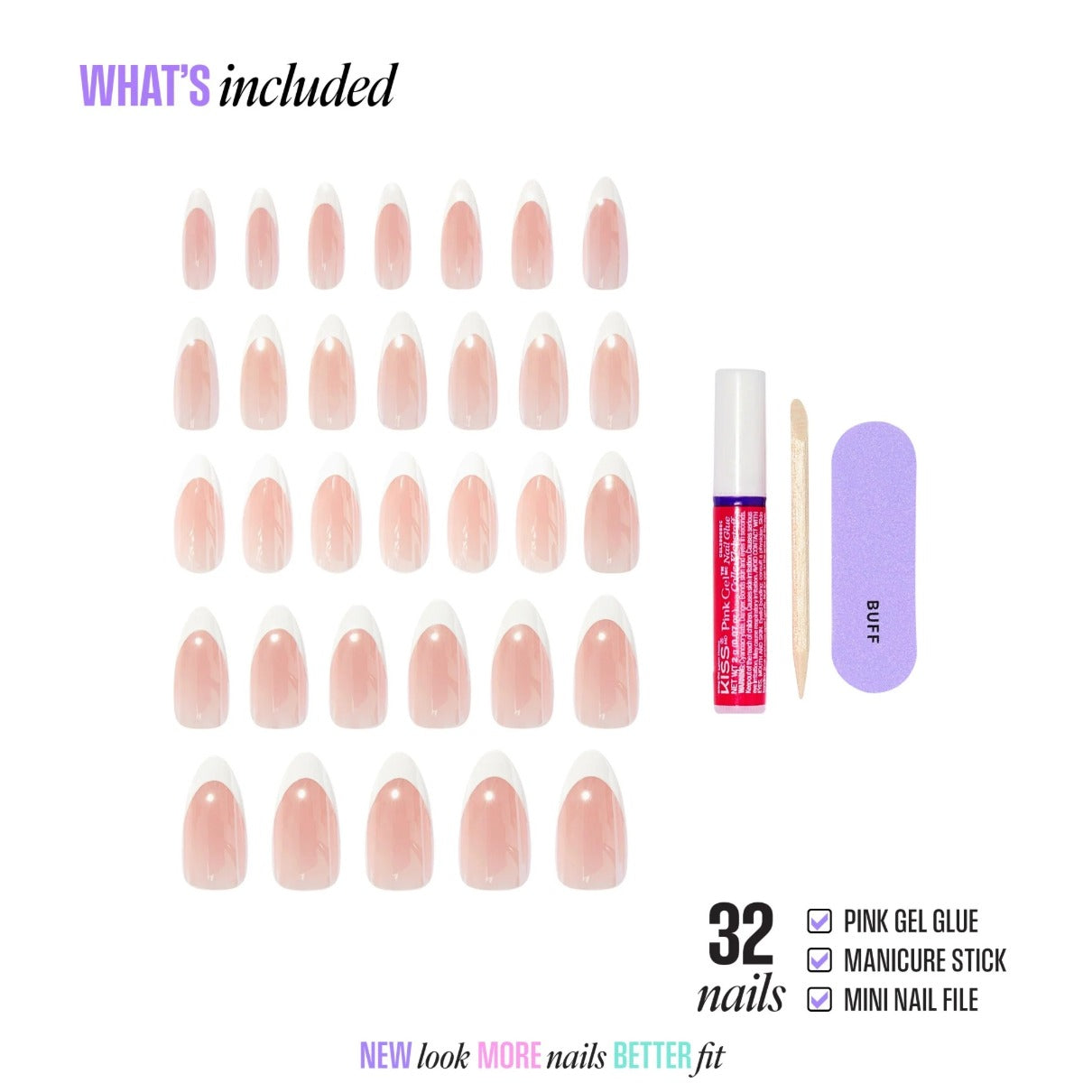 KISS NEW YORK Core French Nails [Fascinating] #CF08