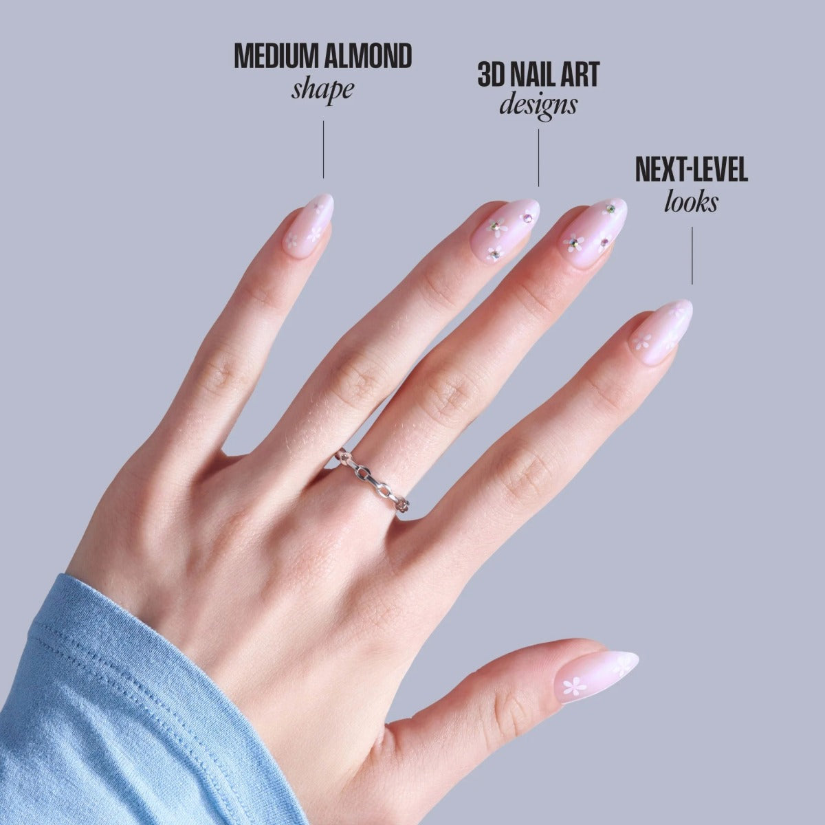 KISS NEW YORK Glam 3D & Jeweled Ongles En Acrylique [Breeze of Bliss] #GJ03