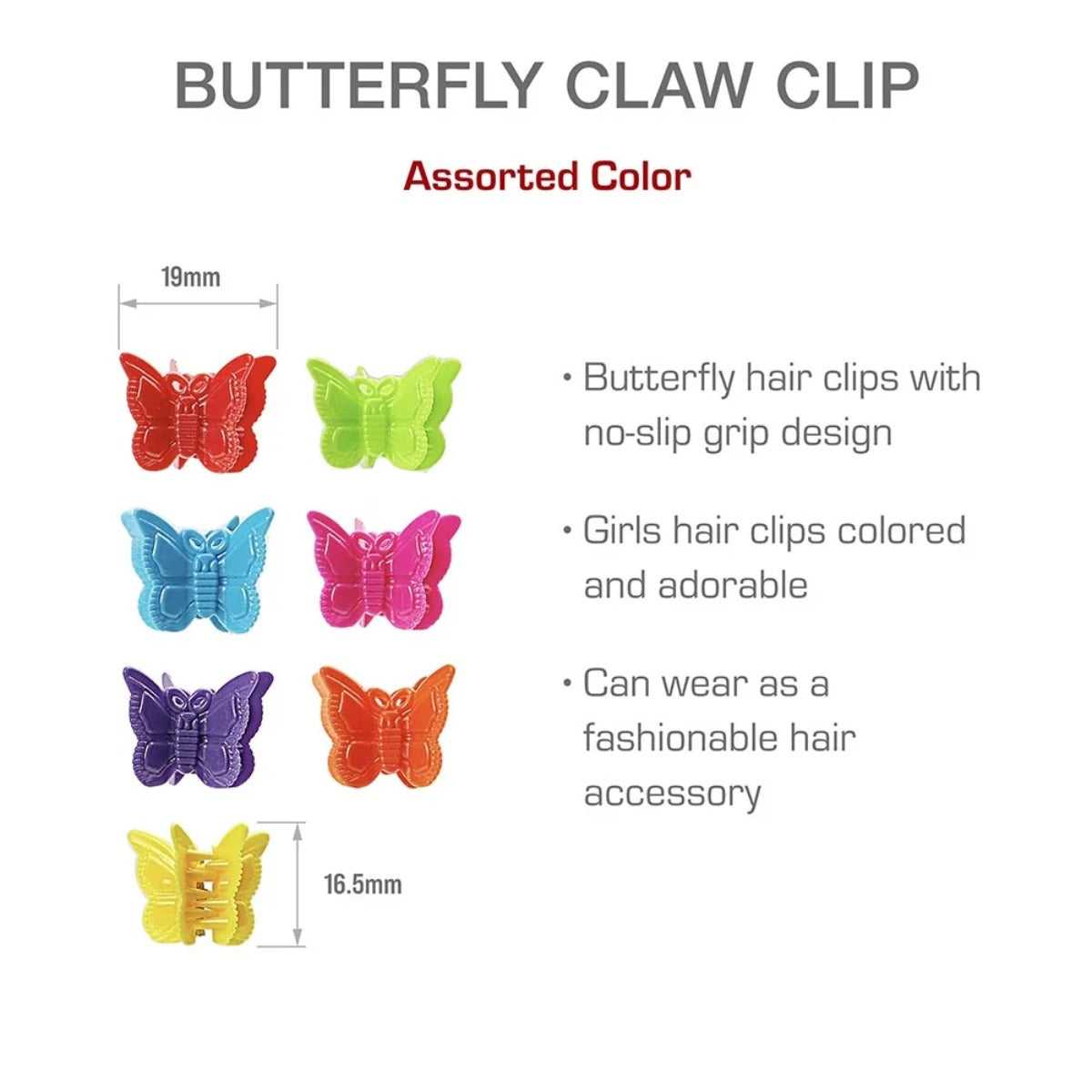 Kids Barrettes 24pcs [Butterfly Claw] 24pcs #PN15