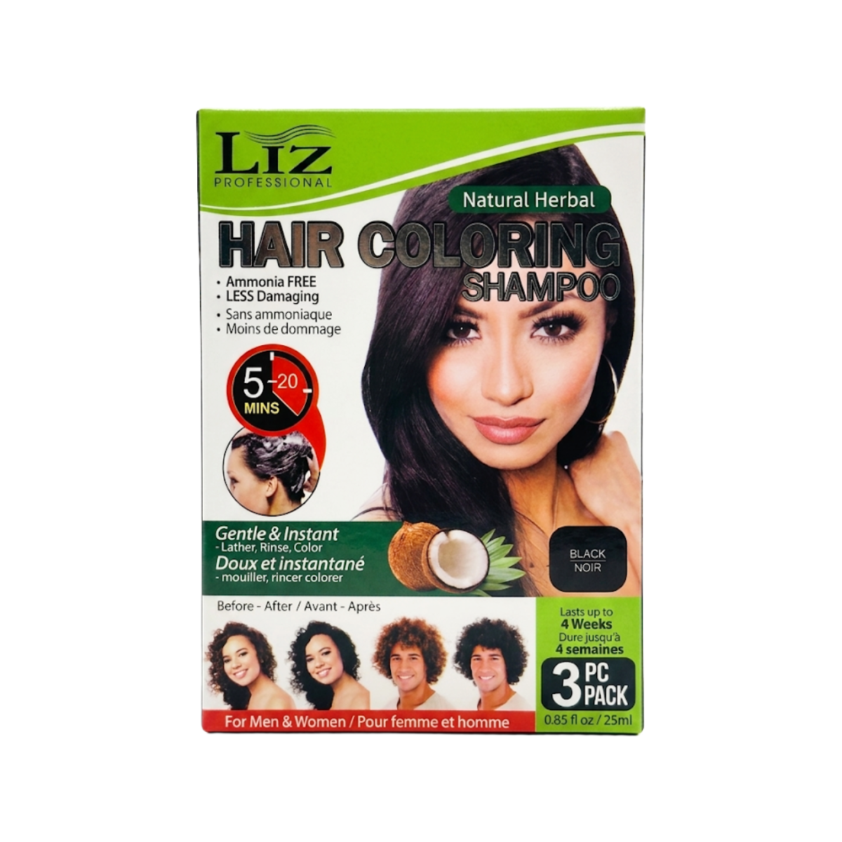 LIZ Shampooing colorant capillaire [Noir] 0.85oz