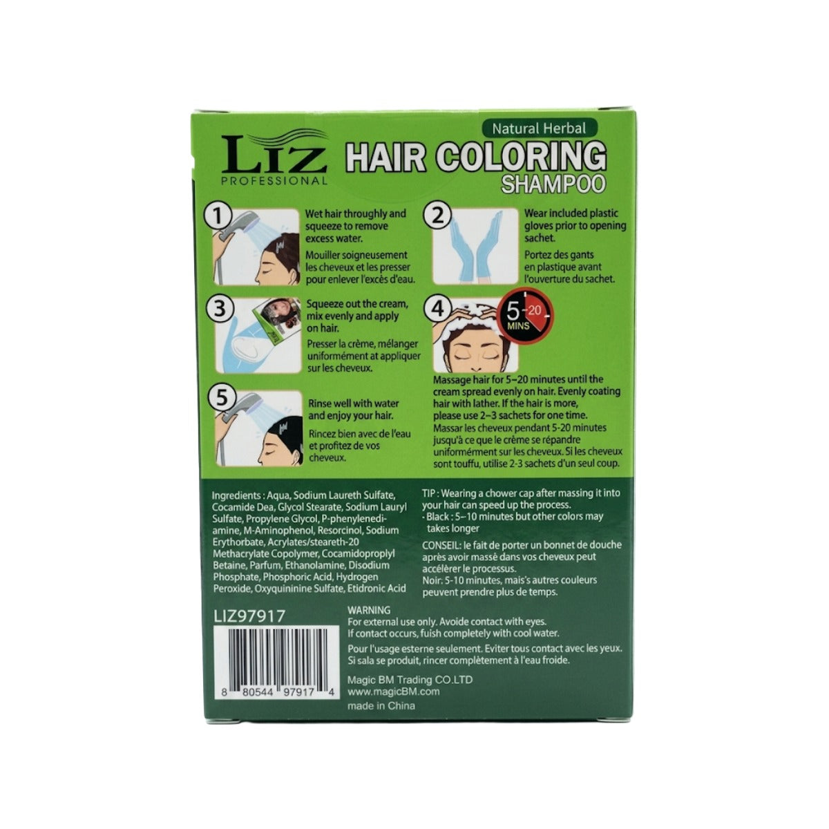 LIZ Shampooing colorant capillaire [Noir] 0.85oz