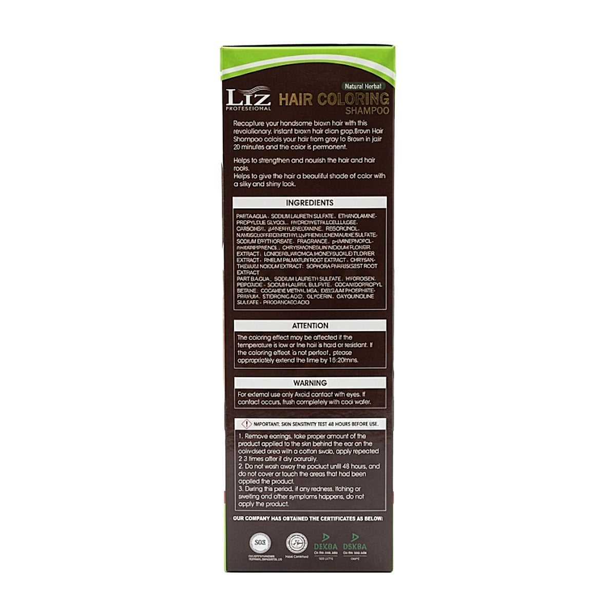 LIZ Hair Coloring Shampoo [Brown] 13.5oz