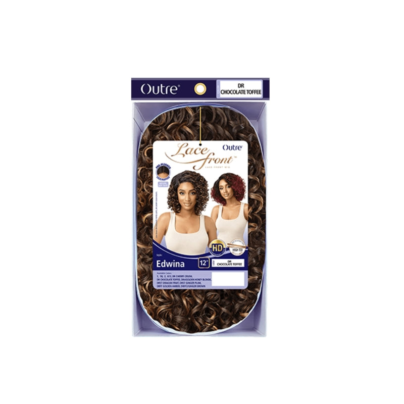 OUTRE Edwina lace front synthetic wig in dark chocolate toffee with curly texture