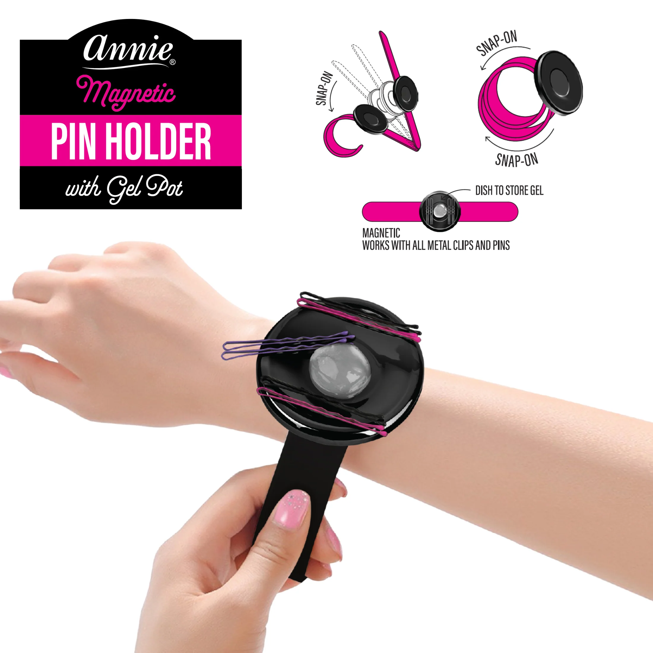 Porte-épingle magnétique et bracelet à pression en gel [couleurs assorties] #03348