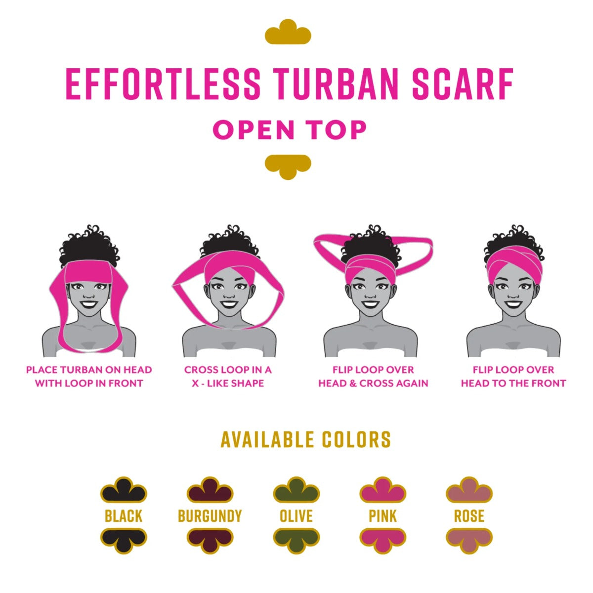 Ms. Remi Foulard Turban Ouvert Sur Le Dessus  [Noir] #3713