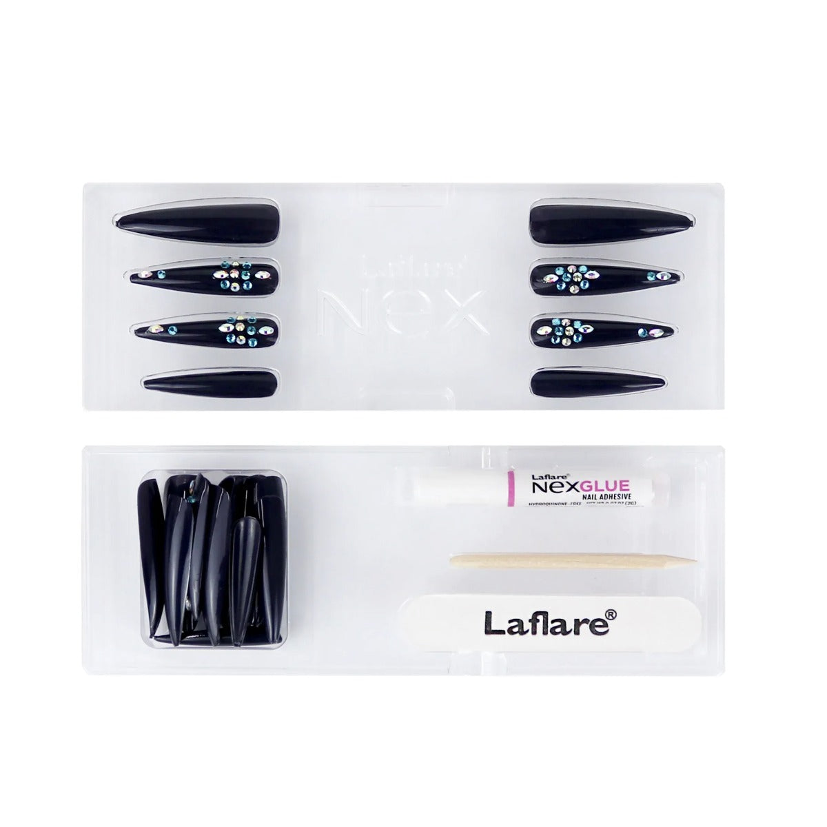 Faux-ongles extra longs en forme de cercueil Nex #Cfb005