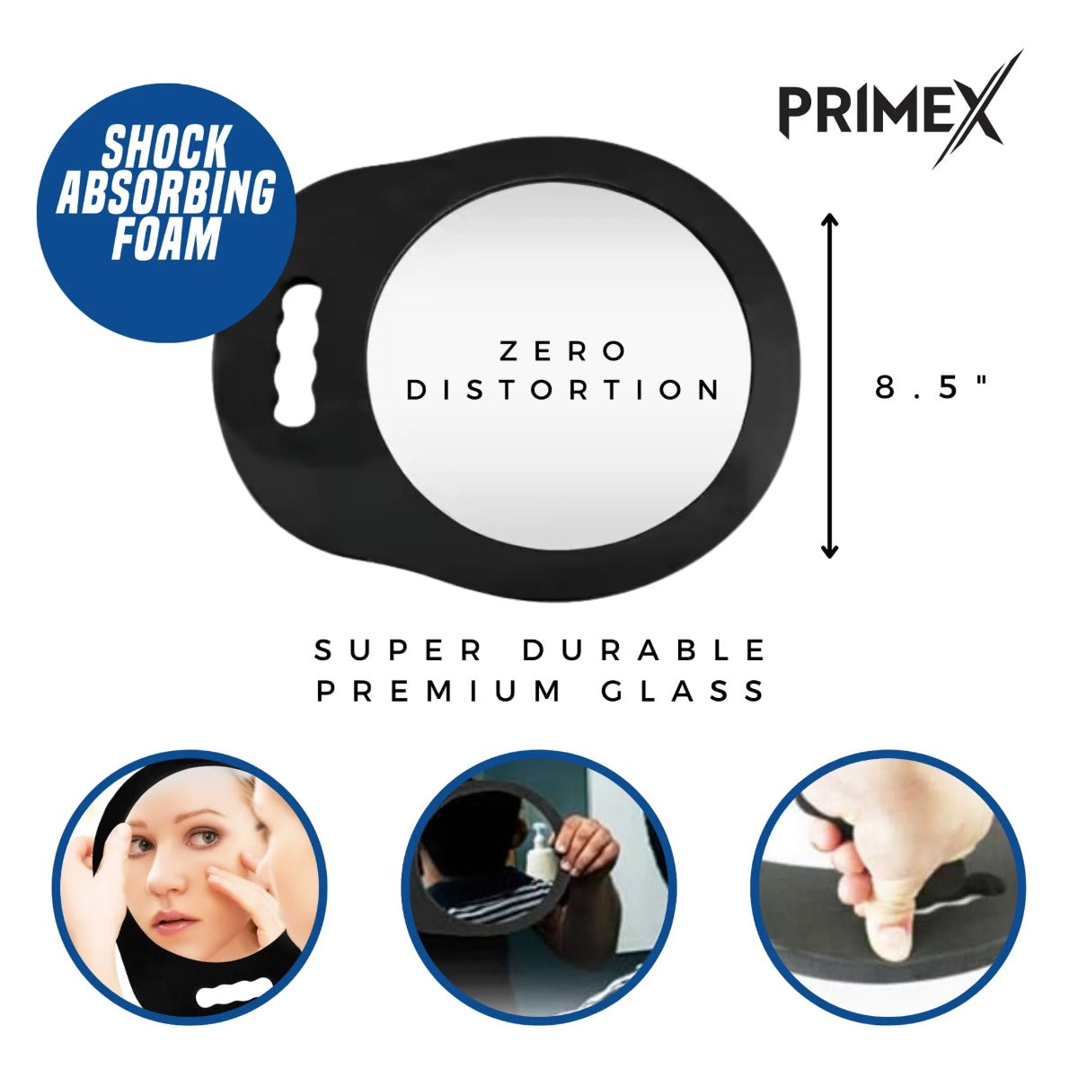 PrimeX Miroir De Barbier Avec Cadre en Mousse [Rond] #3019