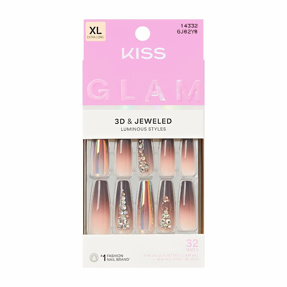 KISS NEW YORK Glam 3D & Jeweled Nails [Amped] #GJ02Y0