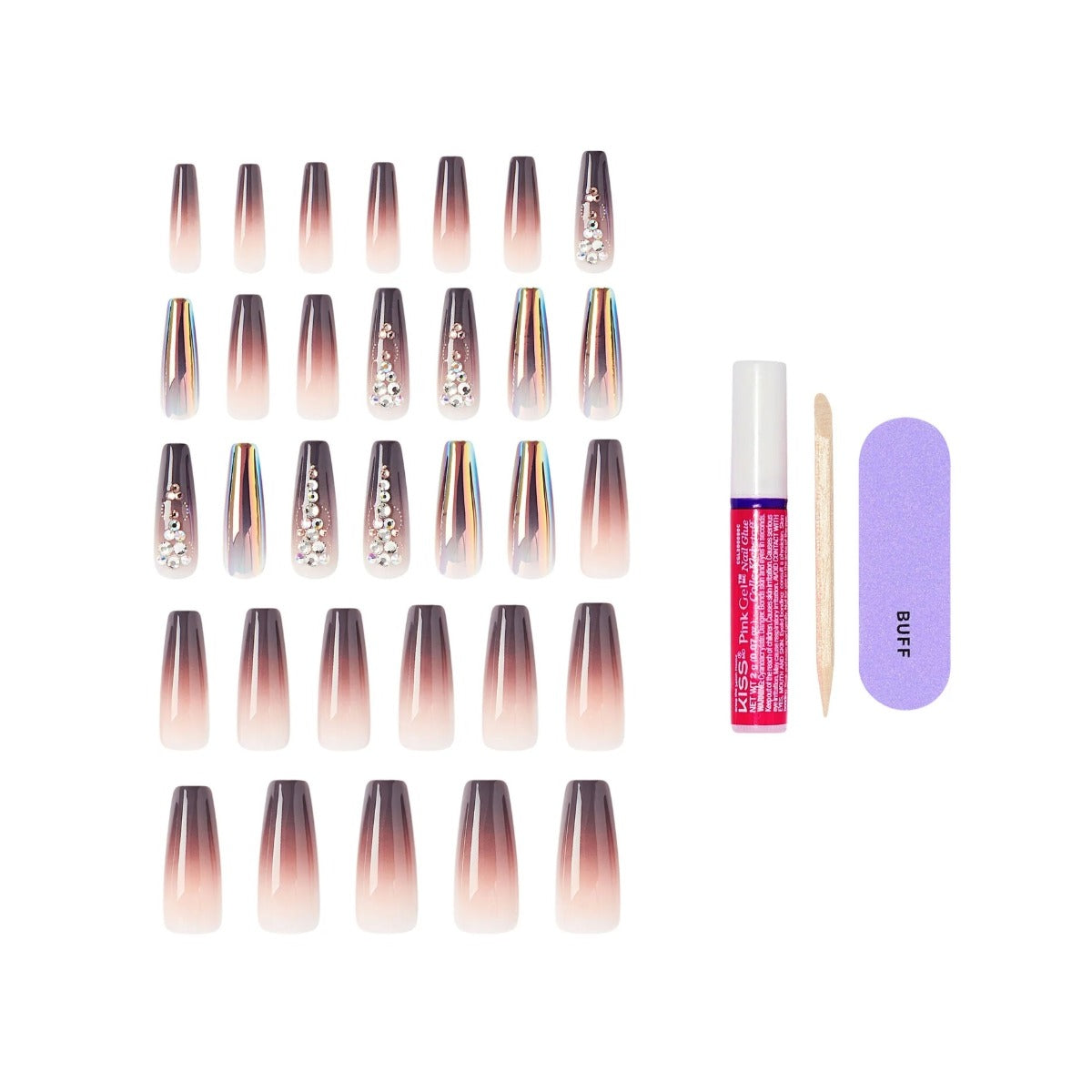 KISS NEW YORK Glam 3D & Jeweled Nails [Amped] #GJ02Y0