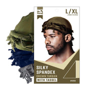 Mr. Durag Silky Spandex Crown Turban with Tassel [Assorted Colors] #4353