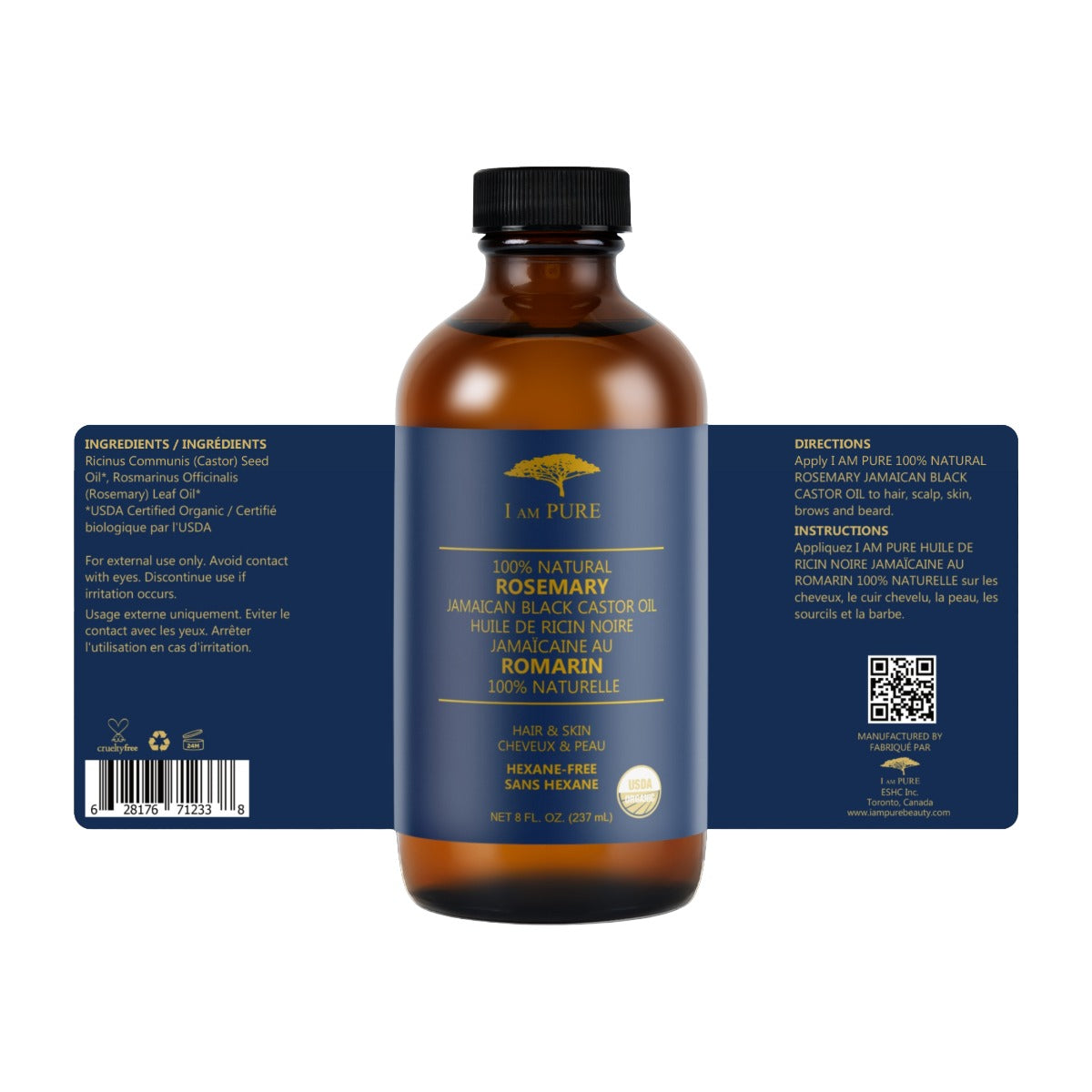 100% Natural Jamaican Black Castor Oil [Rosemary]