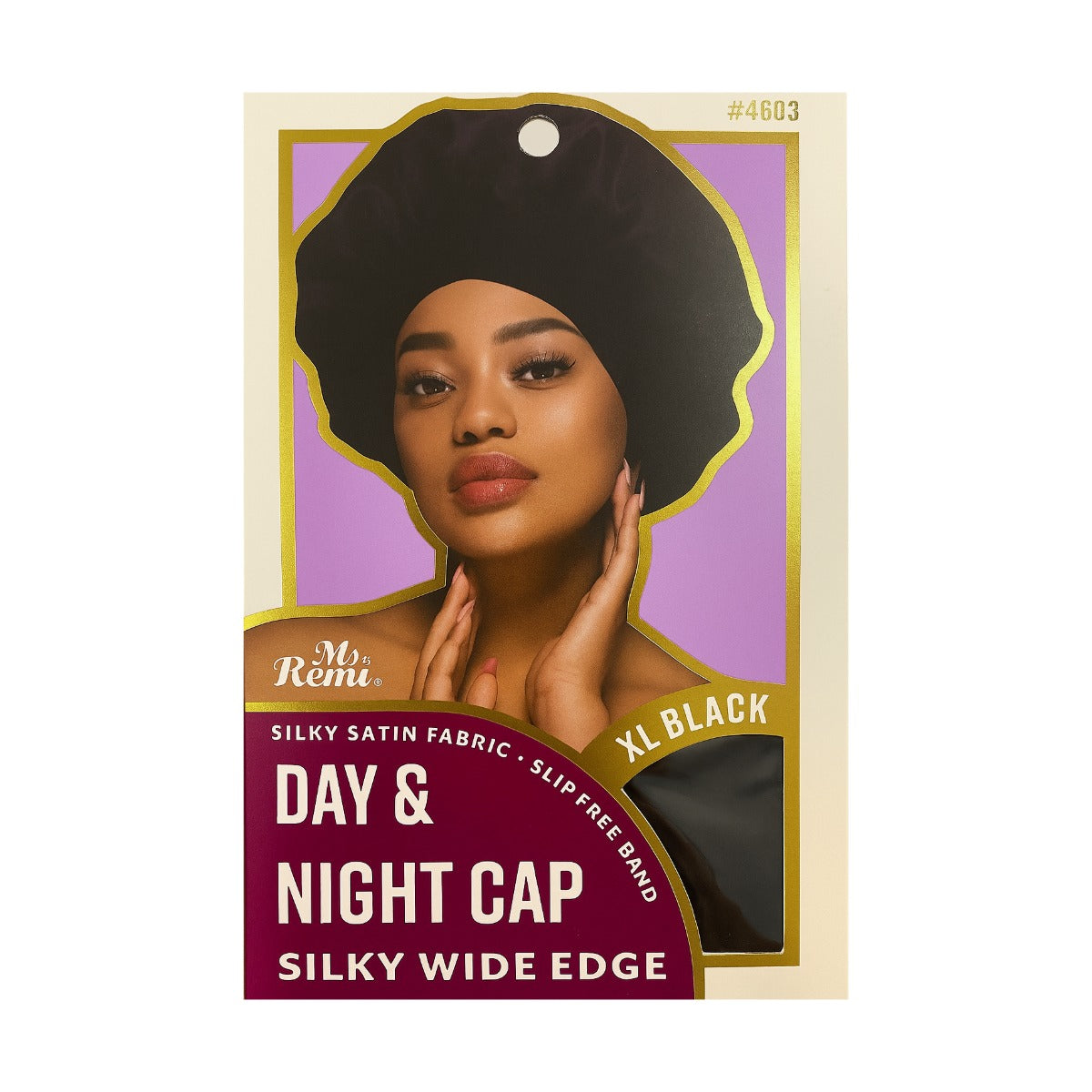 Bonnet de jour et de nuit à larges bords soyeux [Noir] #4603