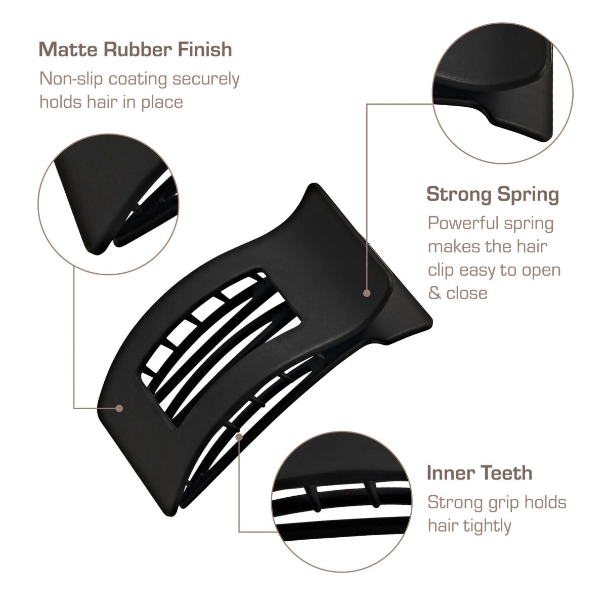 RED Flat Claw Clip [Rectangular] [Black] #HMC85