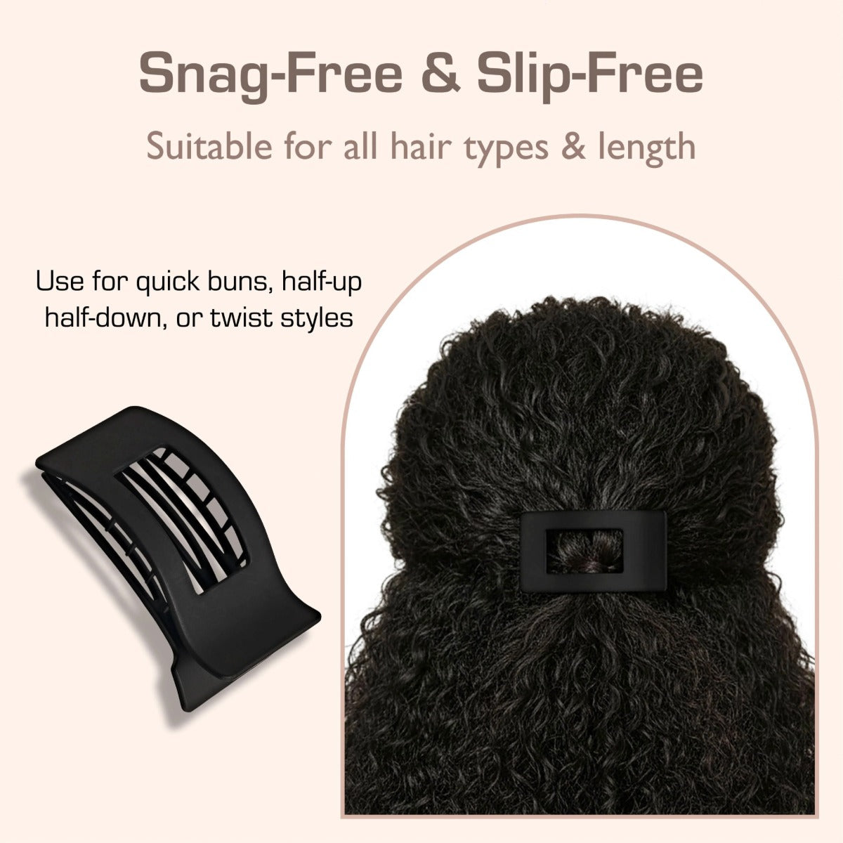 RED Flat Claw Clip [Rectangular] [Black] #HMC85