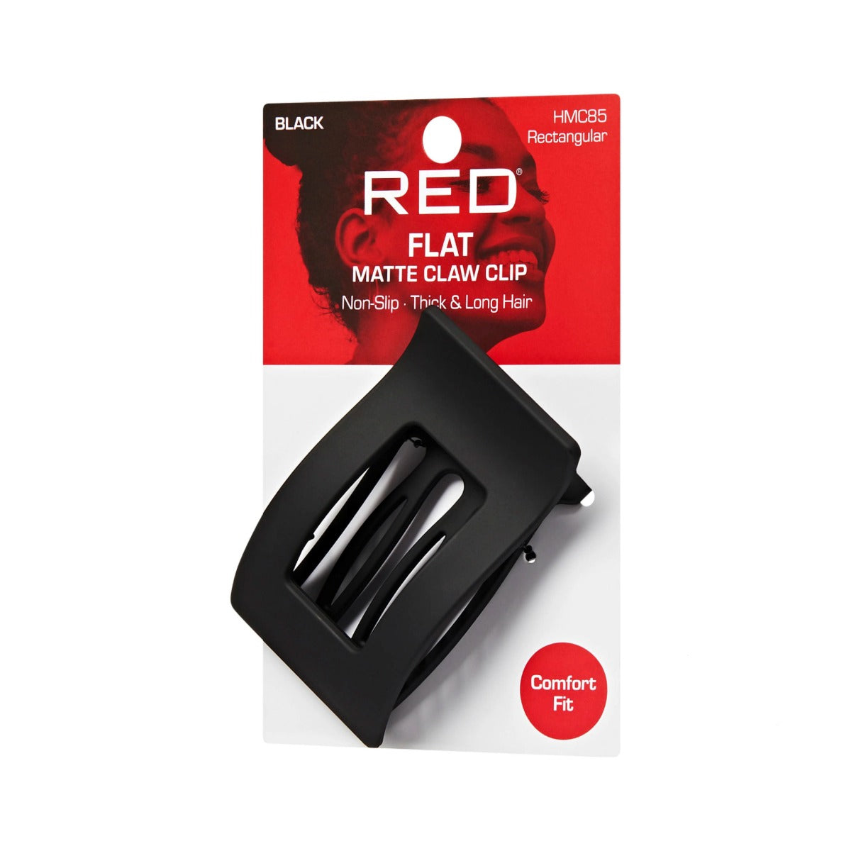 RED Flat Claw Clip [Rectangular] [Black] #HMC85