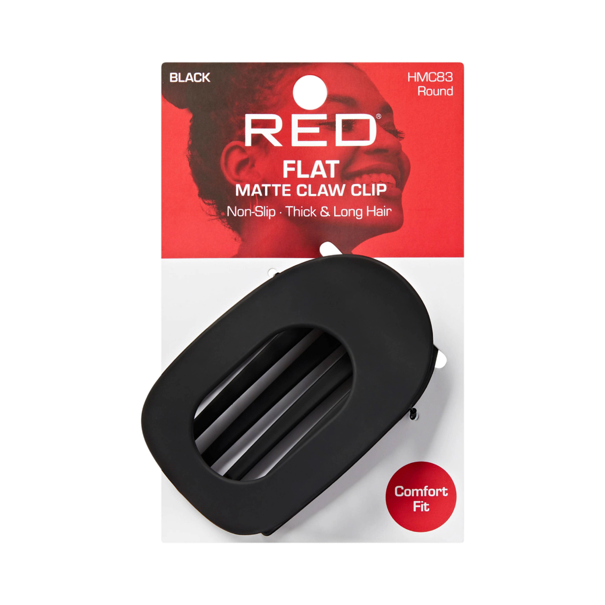Red By Kiss Flat Claw Clip [Round] [Black] #HMC83