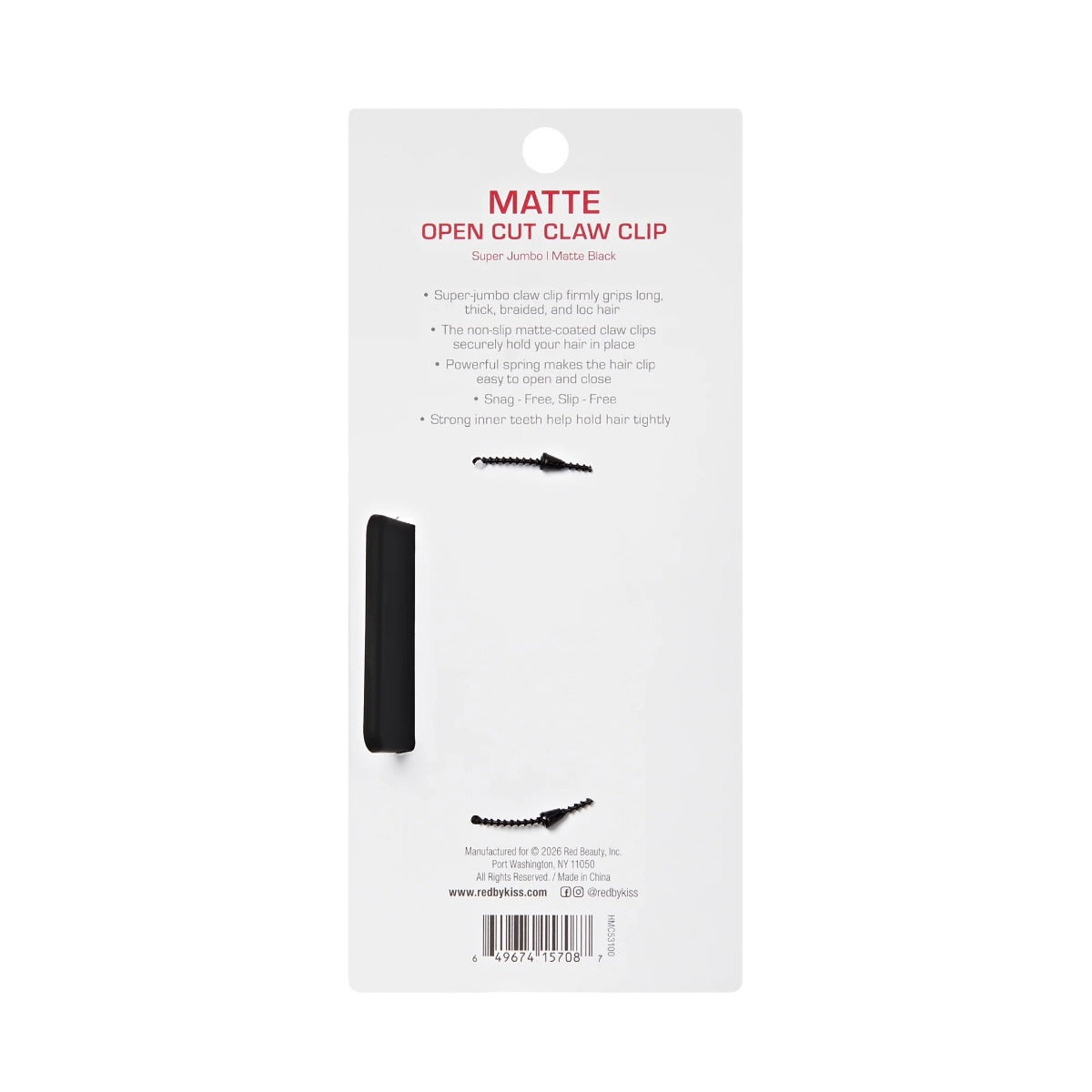 Red By Kiss Pince À Cheveux Ouverte [Super Jumbo] [Noir Mat] #HMC53