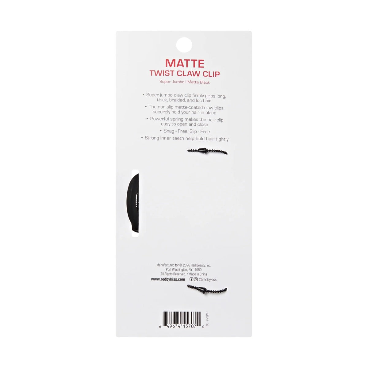 Red By Kiss Pince À Cheveux Twist [Super Jumbo] [Noir Mat] #HMC53