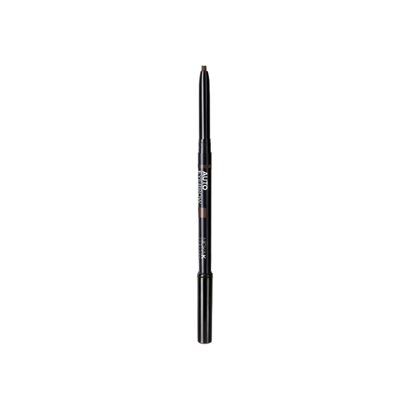 NICKA K auto eyebrow pencil in black casing with brown tip for precise eyebrow definition