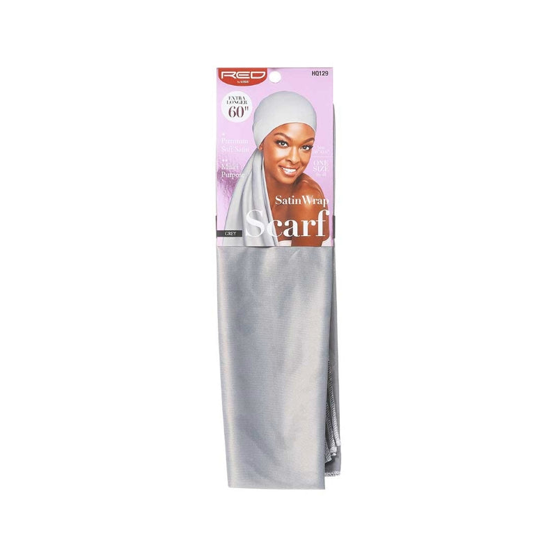 #HQ129 [Gris] Écharpe en satin soyeux 60"x16"