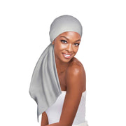 #HQ129 [Gris] Écharpe en satin soyeux 60"x16"