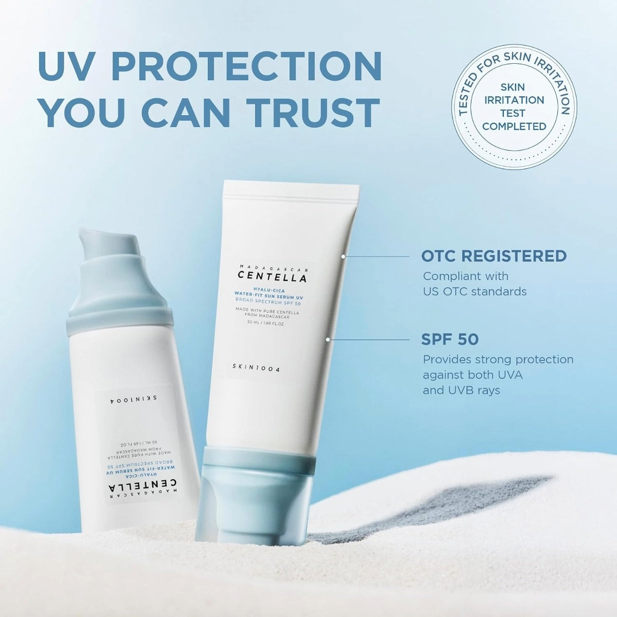 SKIN1004 Madagascar Centella Hyalu-Cica Water-Fit UV Sérum Solaire UV 1.69oz