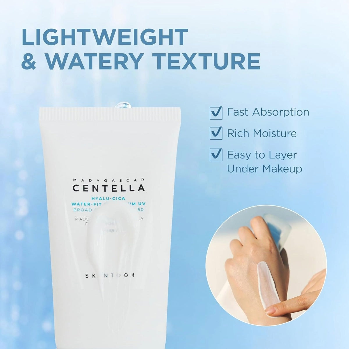 SKIN1004 Madagascar Centella Hyalu-Cica Water-Fit UV Sérum Solaire UV 1.69oz
