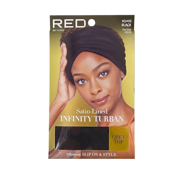 Satin Lined Infinity Turban Open Top #HQ408 [Black]