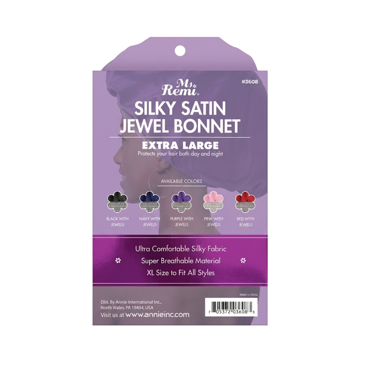 Silky Satin Jewel Bonnet [XL] [Assorted Color] #3608