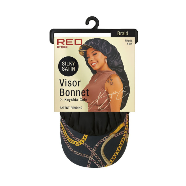#Fh036 Bonnet visière satiné [Tresse] [Noir]