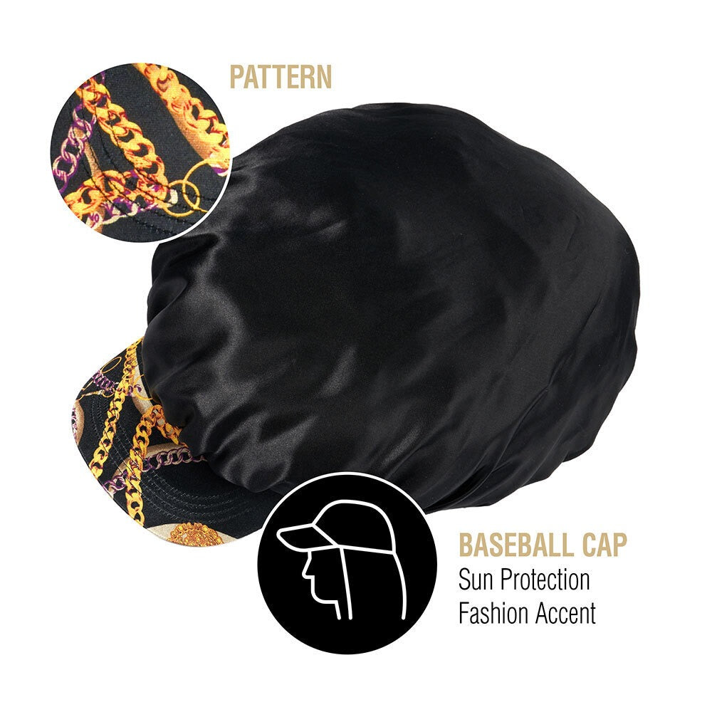 Bonnet visière en satin soyeux [Taille XL] [Noir] #FH030