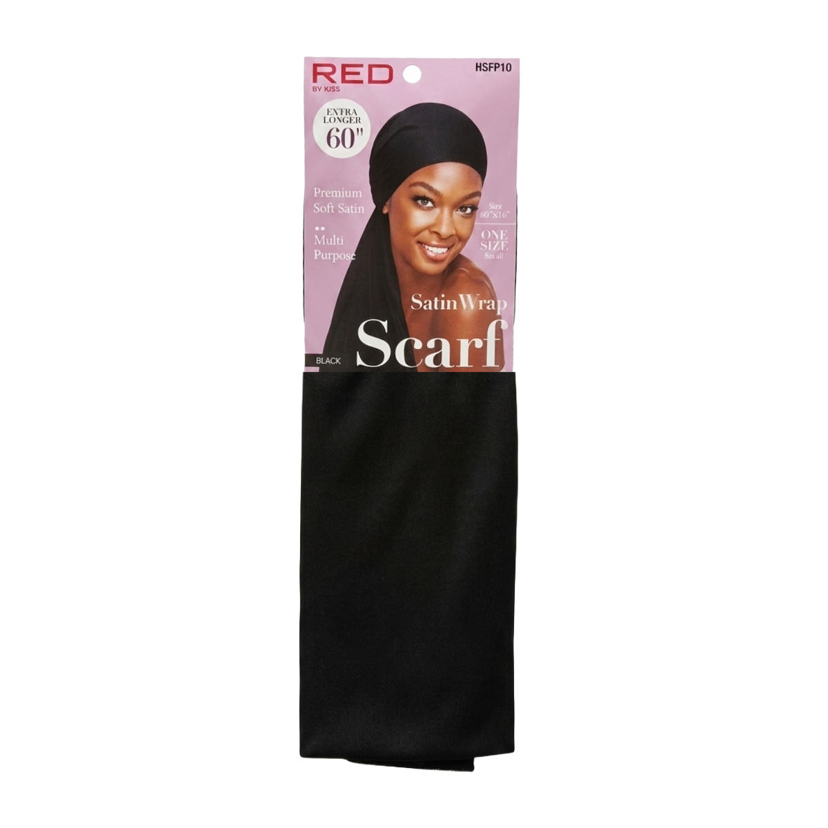 Silky Satin Wrap Scarf 60"x 16" [Black] #HSFP10