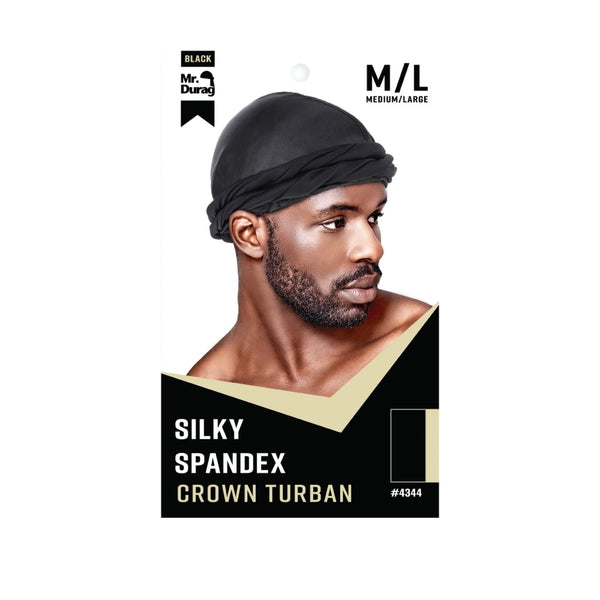 Silky Spandex Crown Turban [Black] #04344