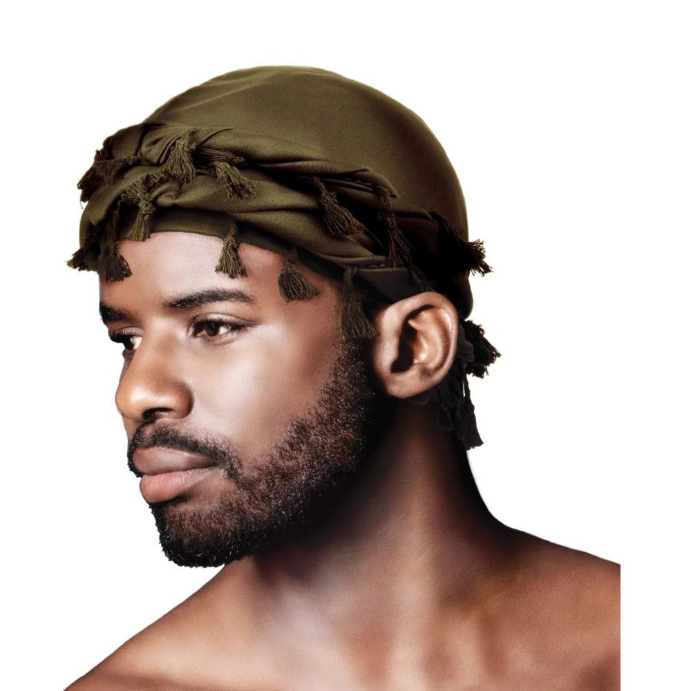 Turban couronne en élasthanne soyeux avec pompon [couleurs assorties] #04353