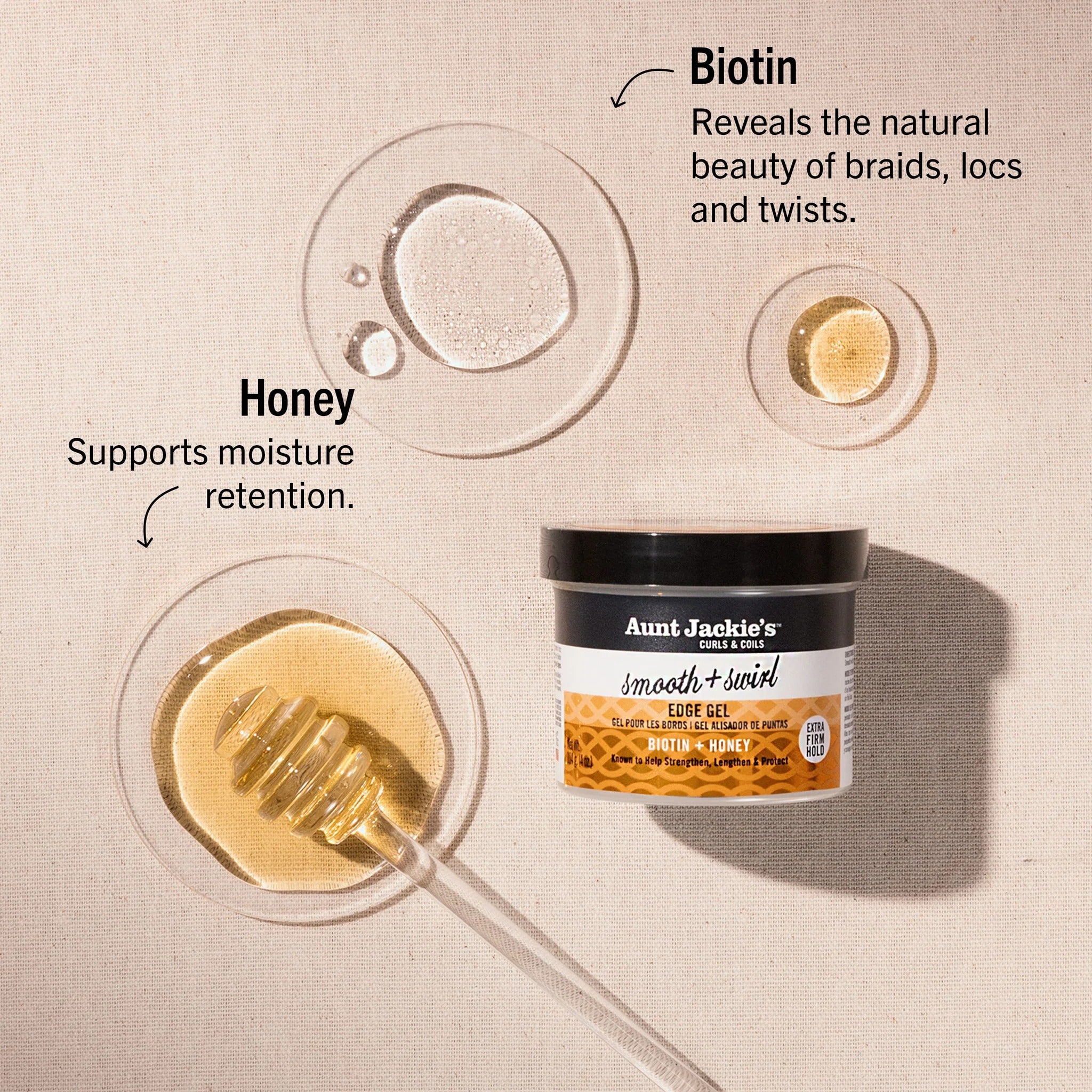 Gel à bords lisses et tourbillonnants avec tenue extra ferme