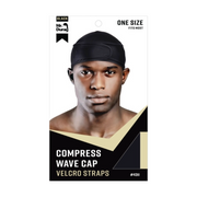 Spandex Velcro Compress Wave Cap [Black] #4311