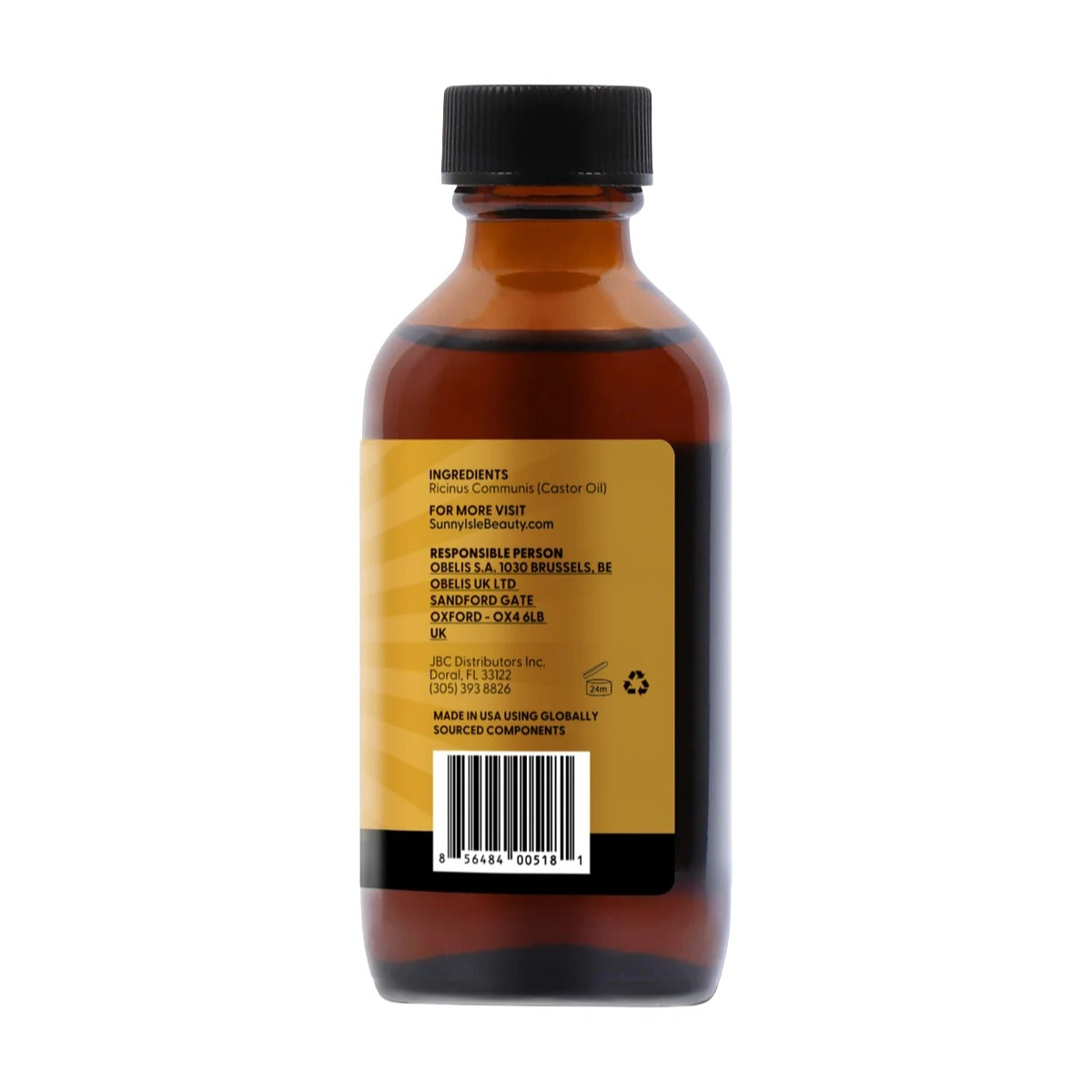 Sunny Isle Huile De Ricin Noire Jamaïcaine 8oz
