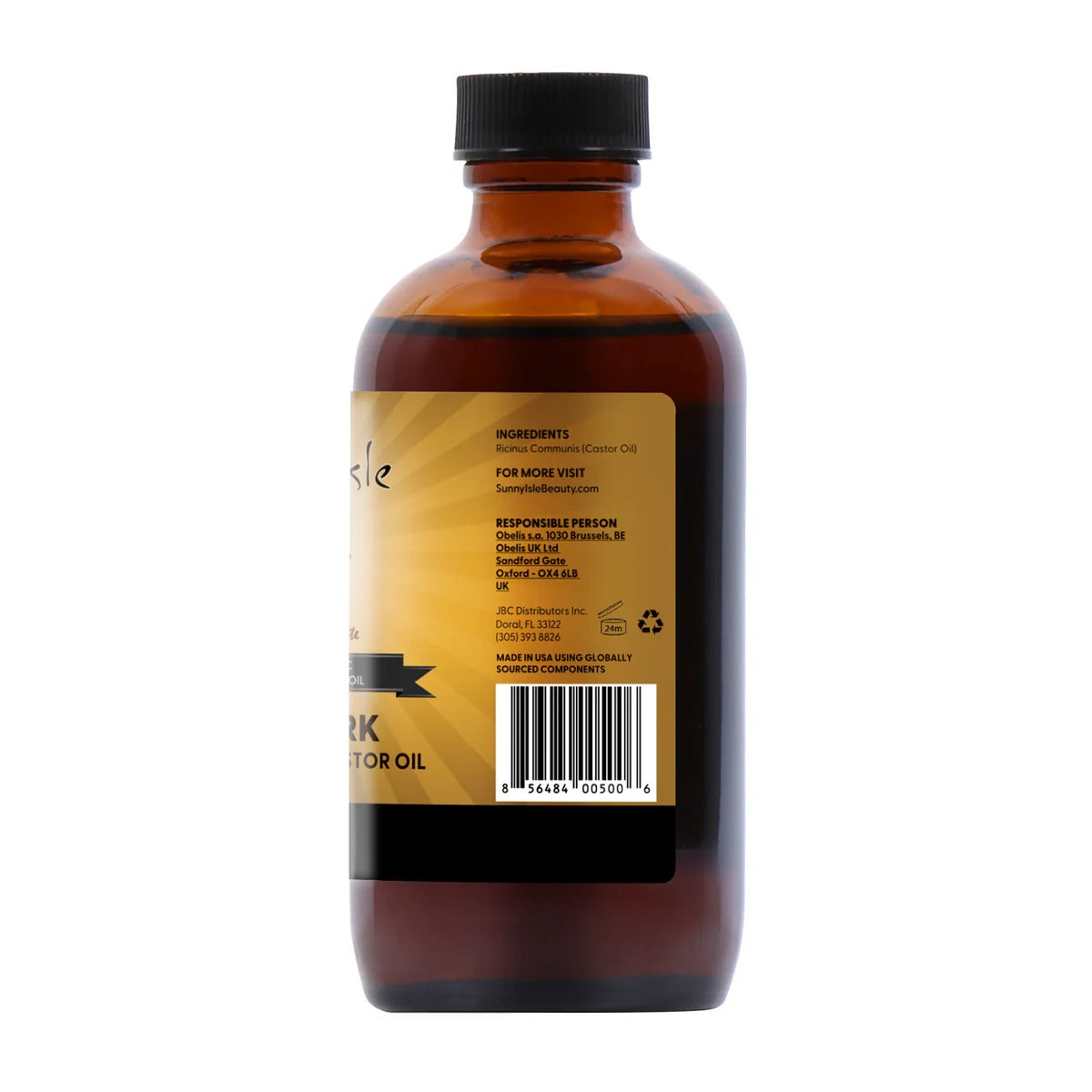 Sunny Isle Huile De Ricin Noire Jamaïcaine [Extra Dark] 8oz
