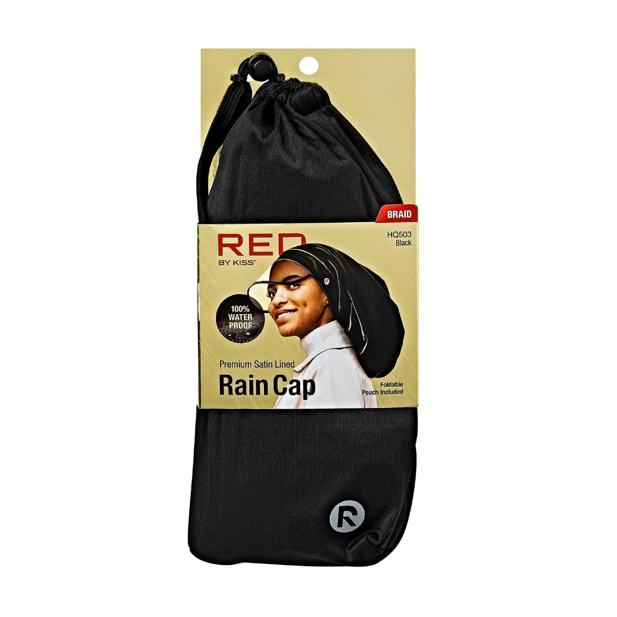 Bonnet de pluie imperméable doublé de satin [Tresse] [Noir] #HQ503