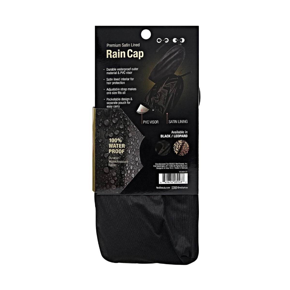 Waterproof Satin Lined Rain Cap [Braid] [Black] #HQ503